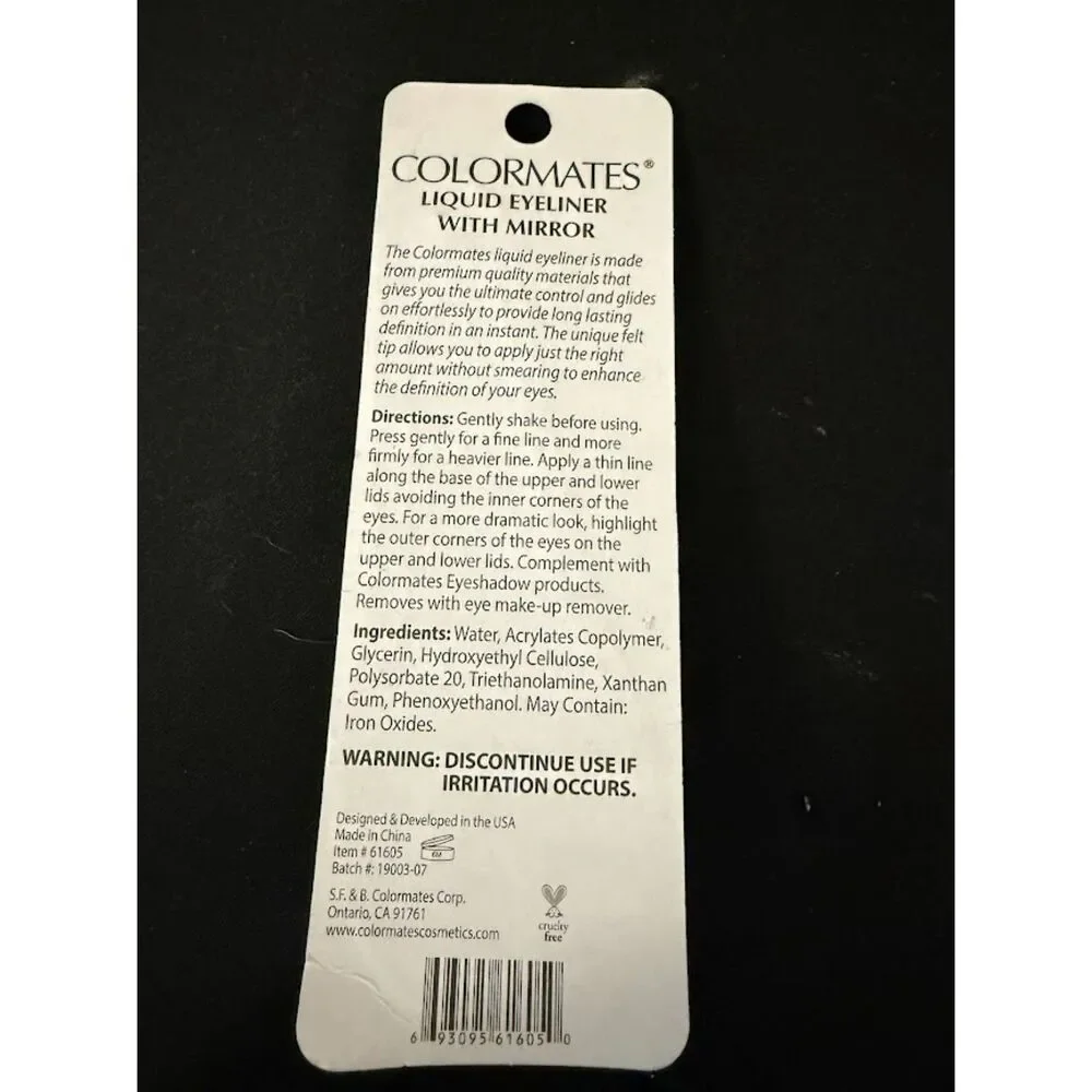 Colormates Liquid Eyeliner with Mirror #61605 black